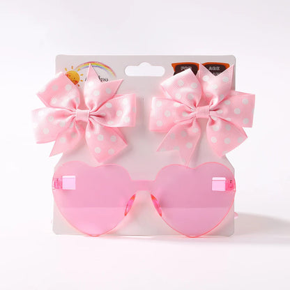 Kids Hairpin Set: Cute Dot & Heart Sunglasses