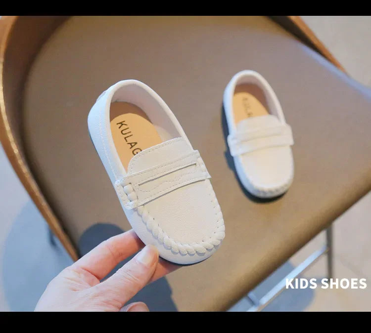 Boys' Leather School Loafers: Simple Slip-On Classic Formal Shoes