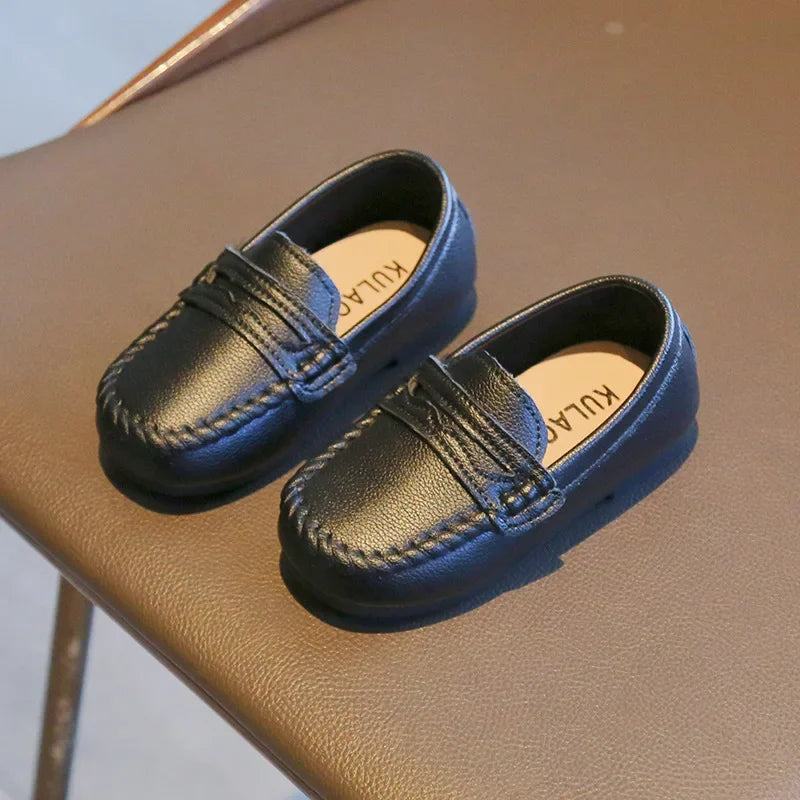 Boys' Leather School Loafers: Simple Slip-On Classic Formal Shoes