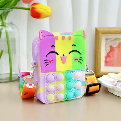 Girls Cute Cat Messenger Bag: Stylish & Educational