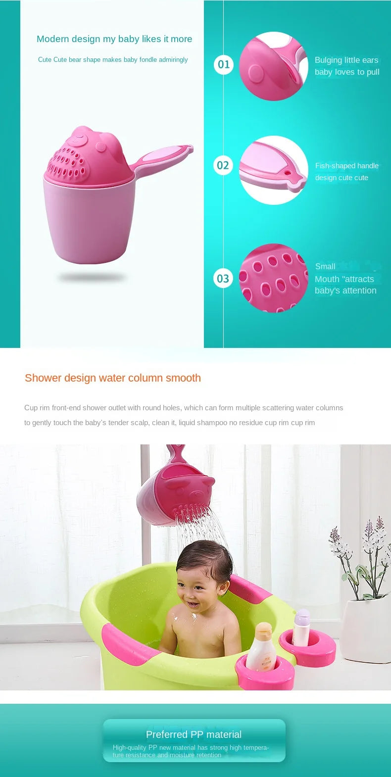 Bear-Shaped Bath Cup for Baby