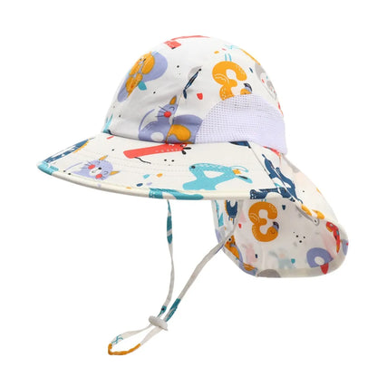 Summer Cartoon Neck Protective Kids Caps
