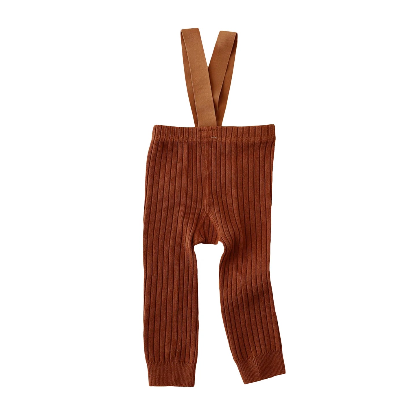 Infant Girl Ribbed Leggings with Suspender - Warm Knit Overalls