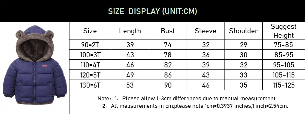 Thicken Hooded Jacket for Babies (2-6 Years)