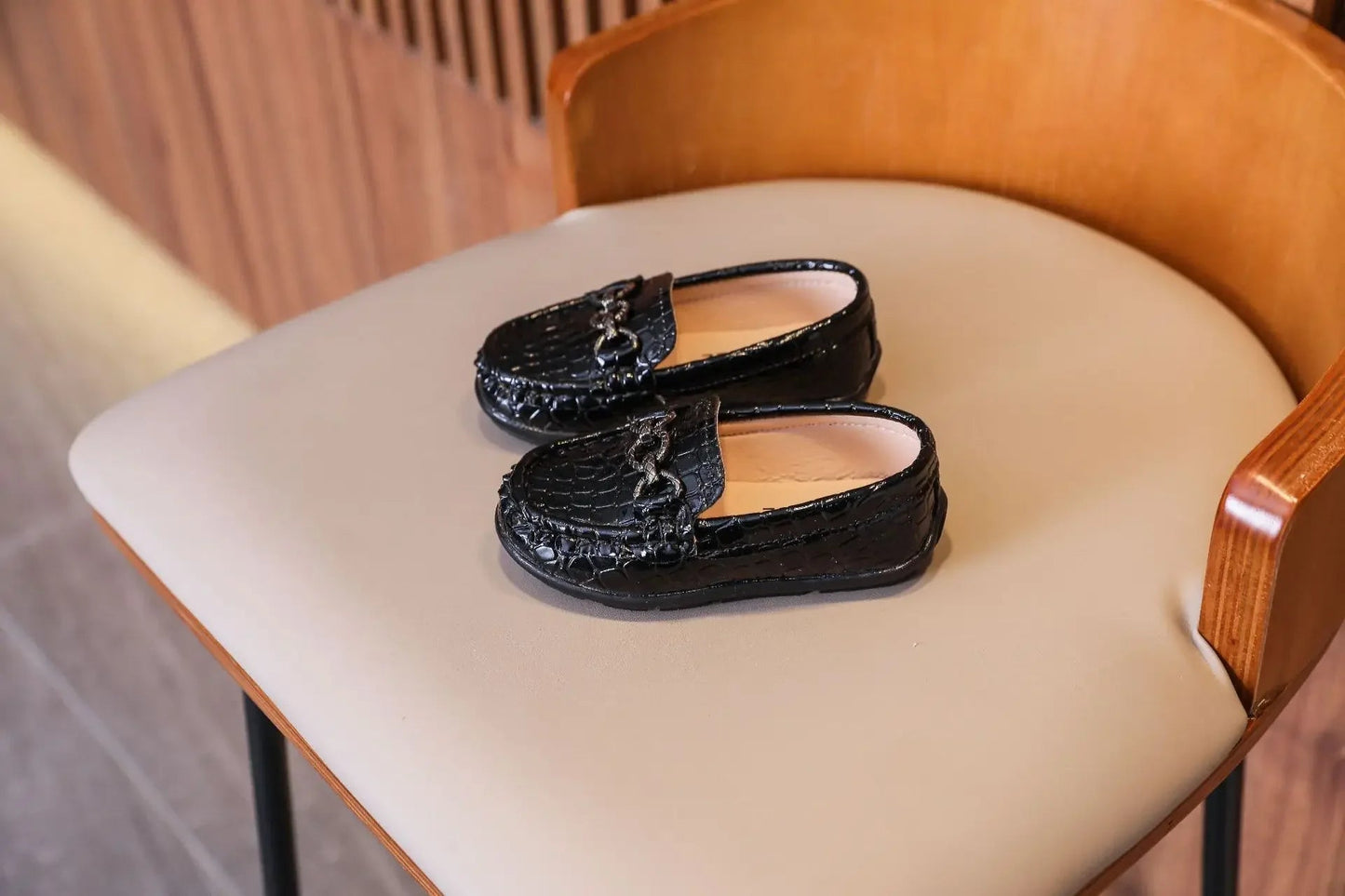 Baby Boys' Leather Loafers: Casual Flats with Metal Buckle