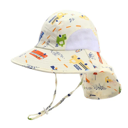 Summer Cartoon Neck Protective Kids Caps