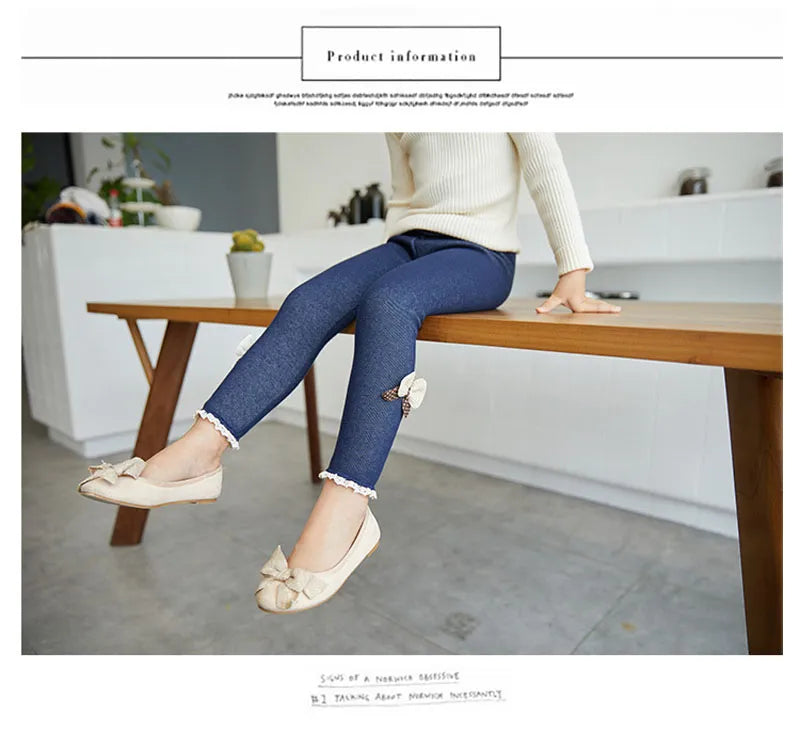 Bow Bottom Leggings - Cozy Pants for Girls (Winter/Spring)