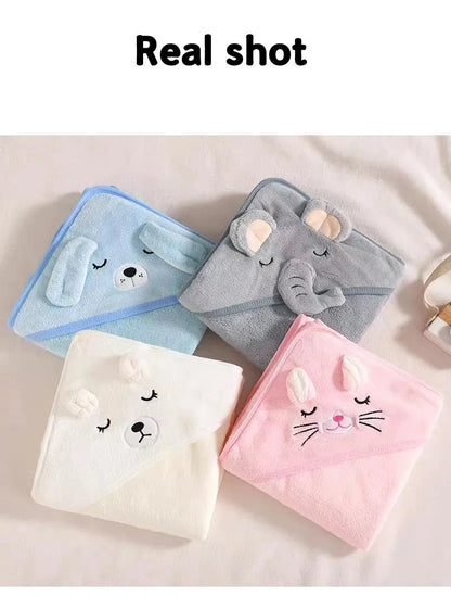 Super Soft Cartoon Hooded Baby Bath Towel - Cozy and Cute