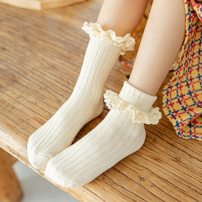 Hose Mid-calf  Ruffle Socks For Girls