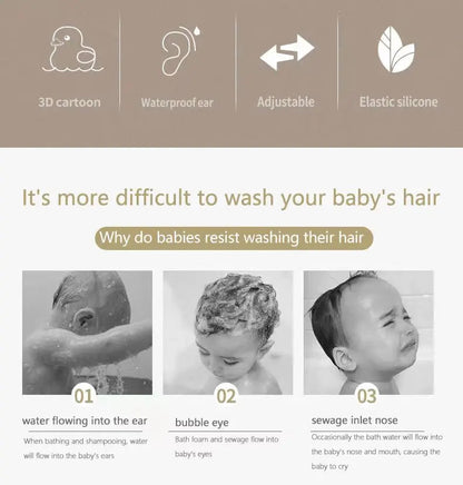 Kids Visor Shampoo Cap - Hippo Style