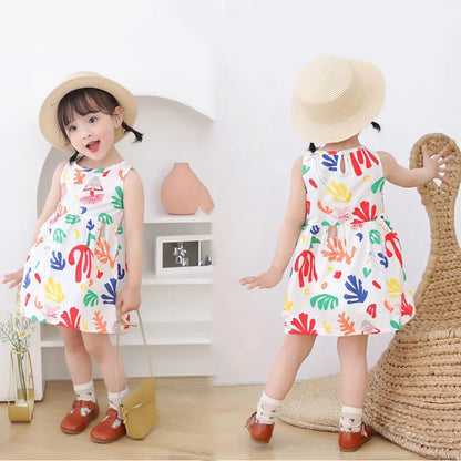 Cotton Sleeveless Flower Dress: Summer Princess Party Outfit