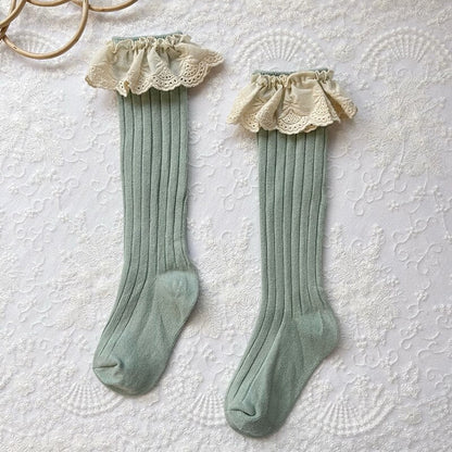 Lace Frilly Flower Cute Long Socks For Girls