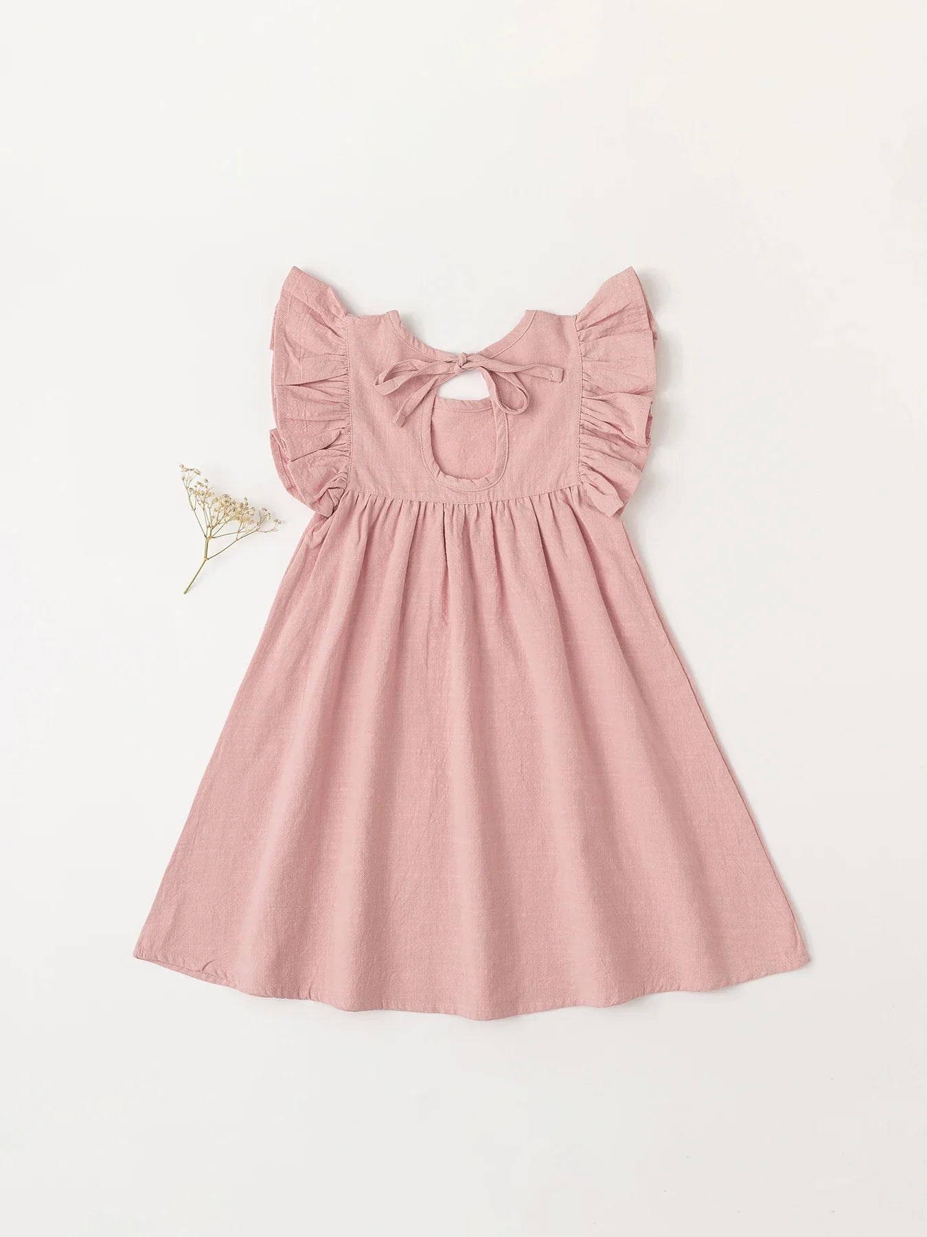 Baby Girls' Tie-back Overall Dress: Cotton Summer Casual Wear