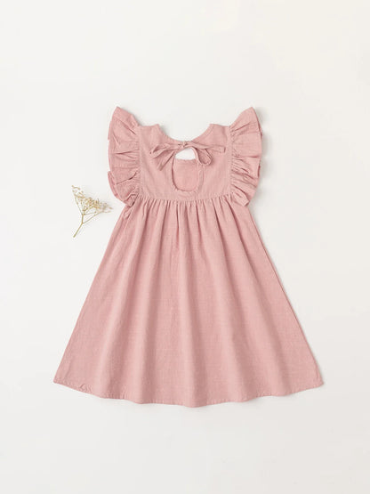 Baby Girls' Tie-back Overall Dress: Cotton Summer Casual Wear