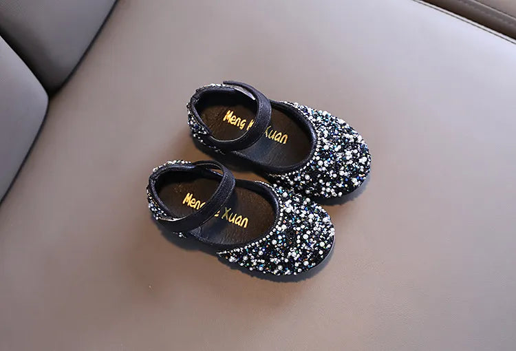 Rhinestone Leather Princess Shoes - Girls' Spring