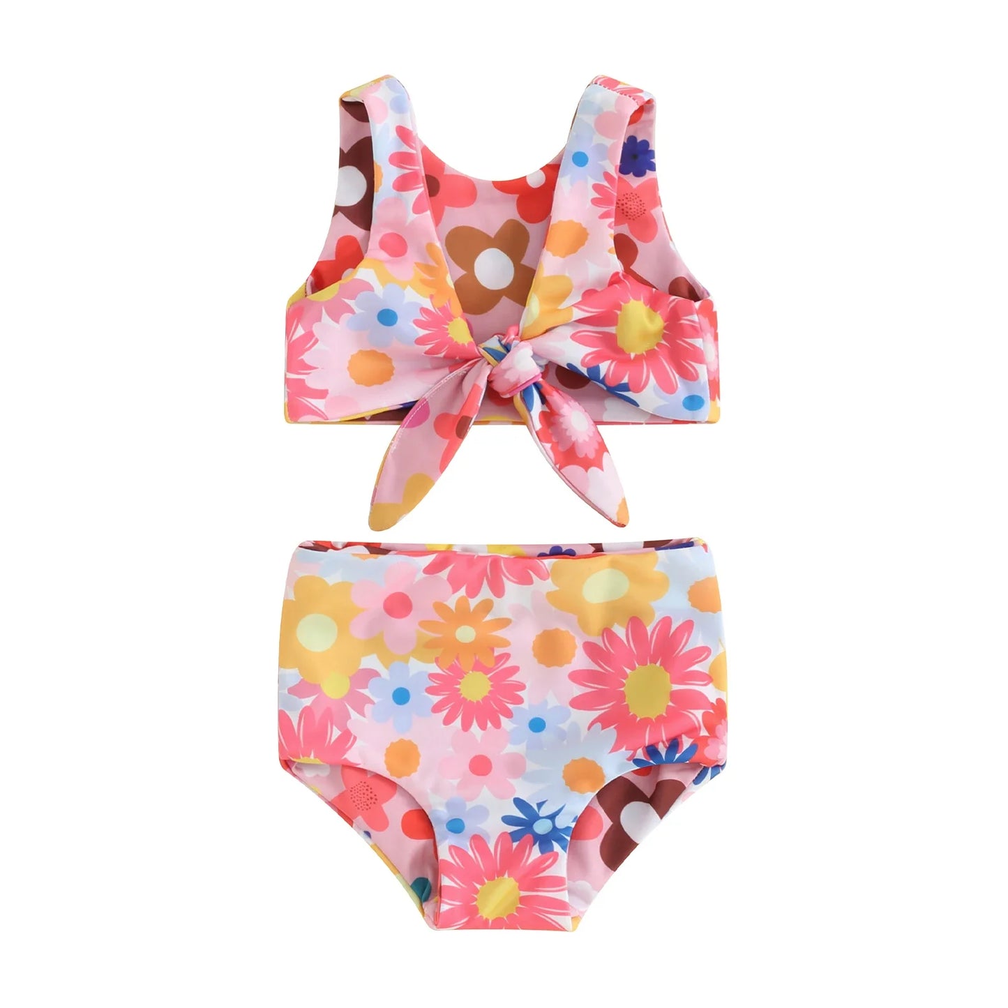 Summer Toddler Floral Print Swimsuit: 2-Piece Beach Swimwear