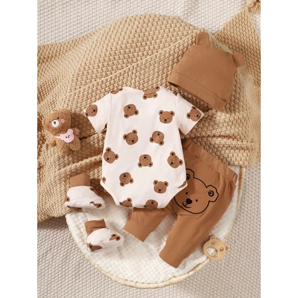 Bear Print Set for Newborn Boys