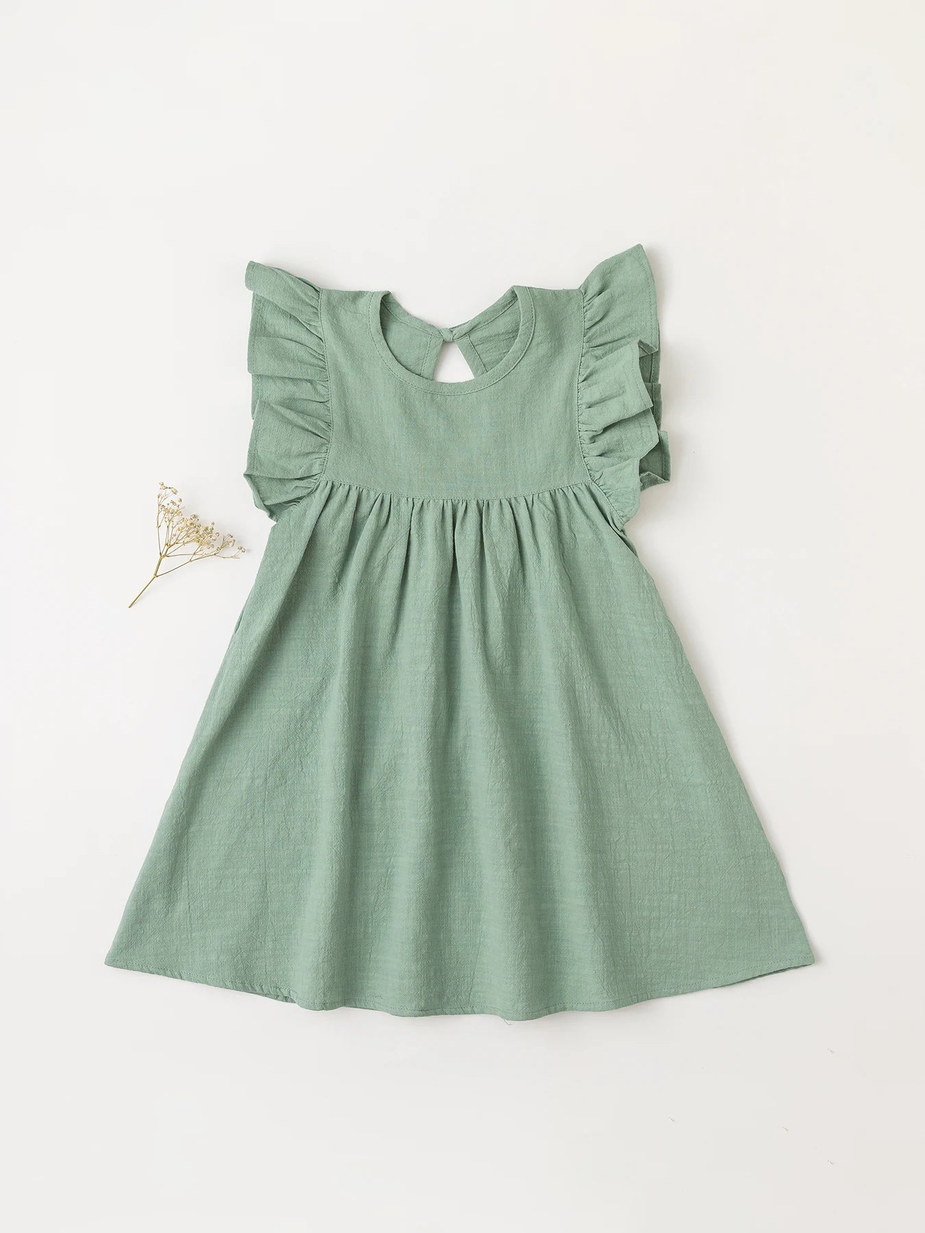 Baby Girls' Tie-back Overall Dress: Cotton Summer Casual Wear