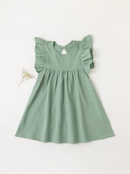Baby Girls' Tie-back Overall Dress: Cotton Summer Casual Wear
