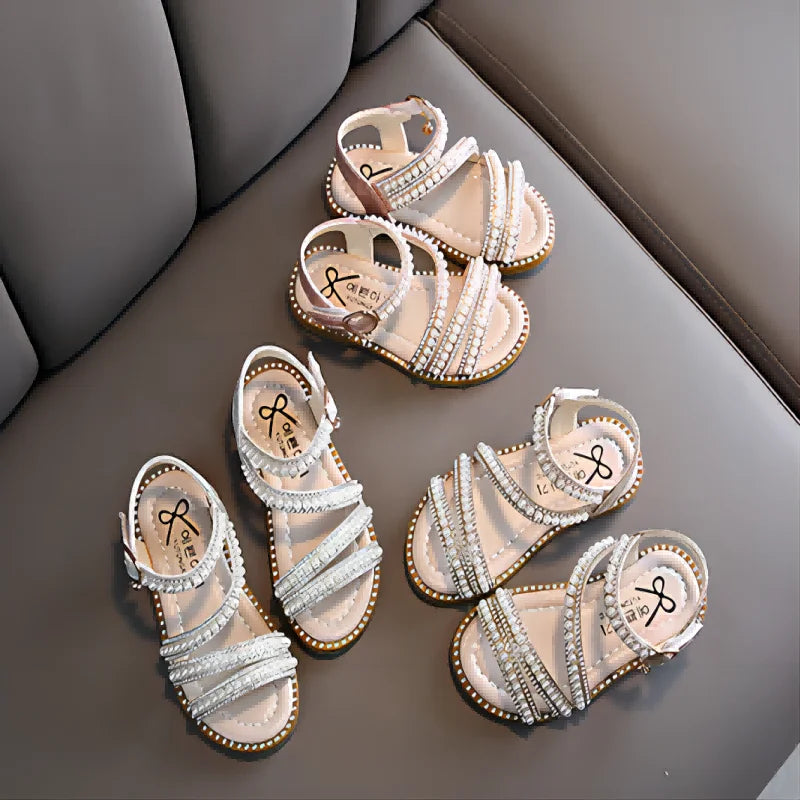 Bling Rhinestone Princess Sandals: Fashionable Summer Shoes for Little