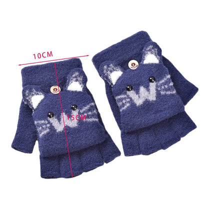 Cute Winter Gloves - Warm Faux Fur Knit for Kids