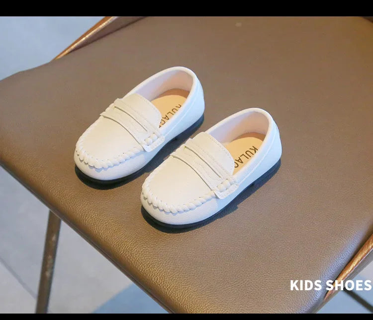 Boys' Leather School Loafers: Simple Slip-On Classic Formal Shoes