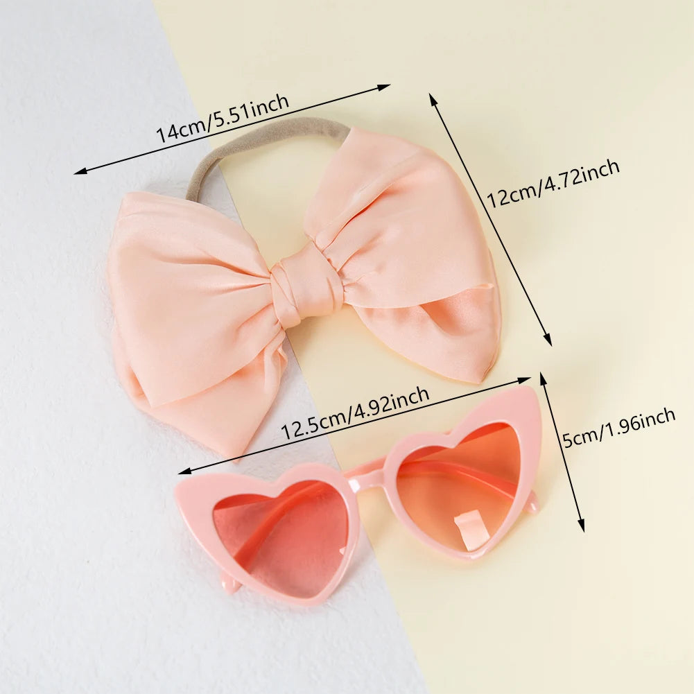Heart Sunglasses & Bow Headband Set: Kids Fashion