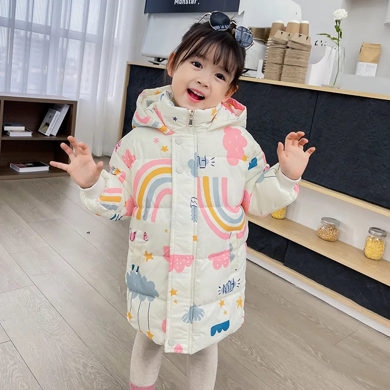 New Kids' Winter Hooded Jacket - Cotton Warm Outerwear (2-7 Years)