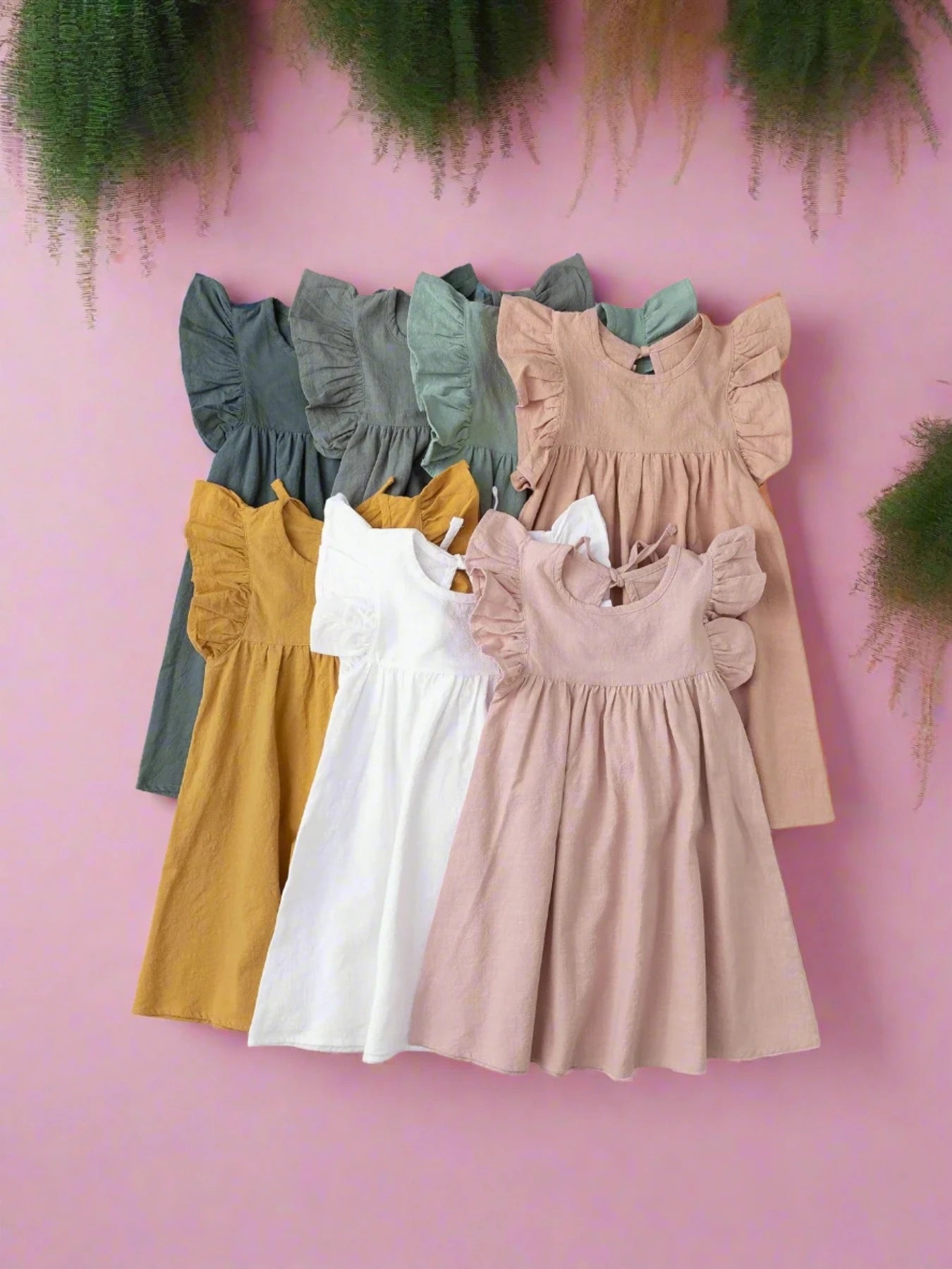 Baby Girls' Tie-back Overall Dress: Cotton Summer Casual Wear