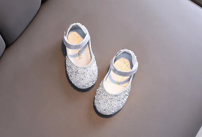 Rhinestone Leather Princess Shoes - Girls' Spring