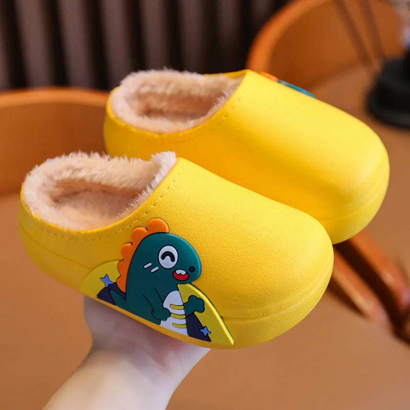 Cartoon Winter Slippers - Warm, Waterproof, Non-Slip for Kids and Parents