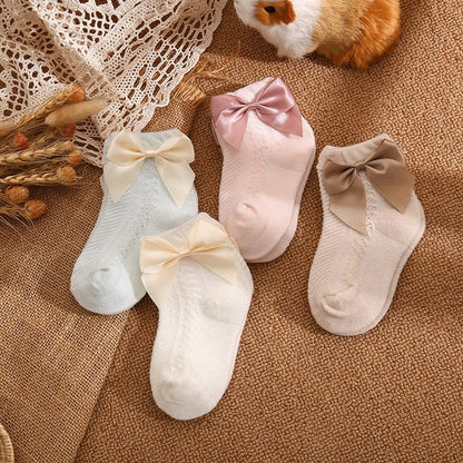 Set Socks Of  Mesh Thin Bow For Girls