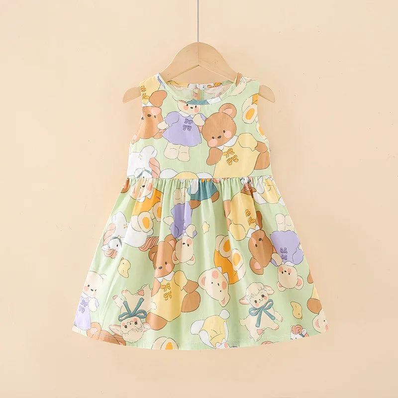 Cotton Sleeveless Flower Dress: Summer Princess Party Outfit