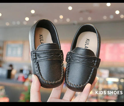 Boys' Leather School Loafers: Simple Slip-On Classic Formal Shoes