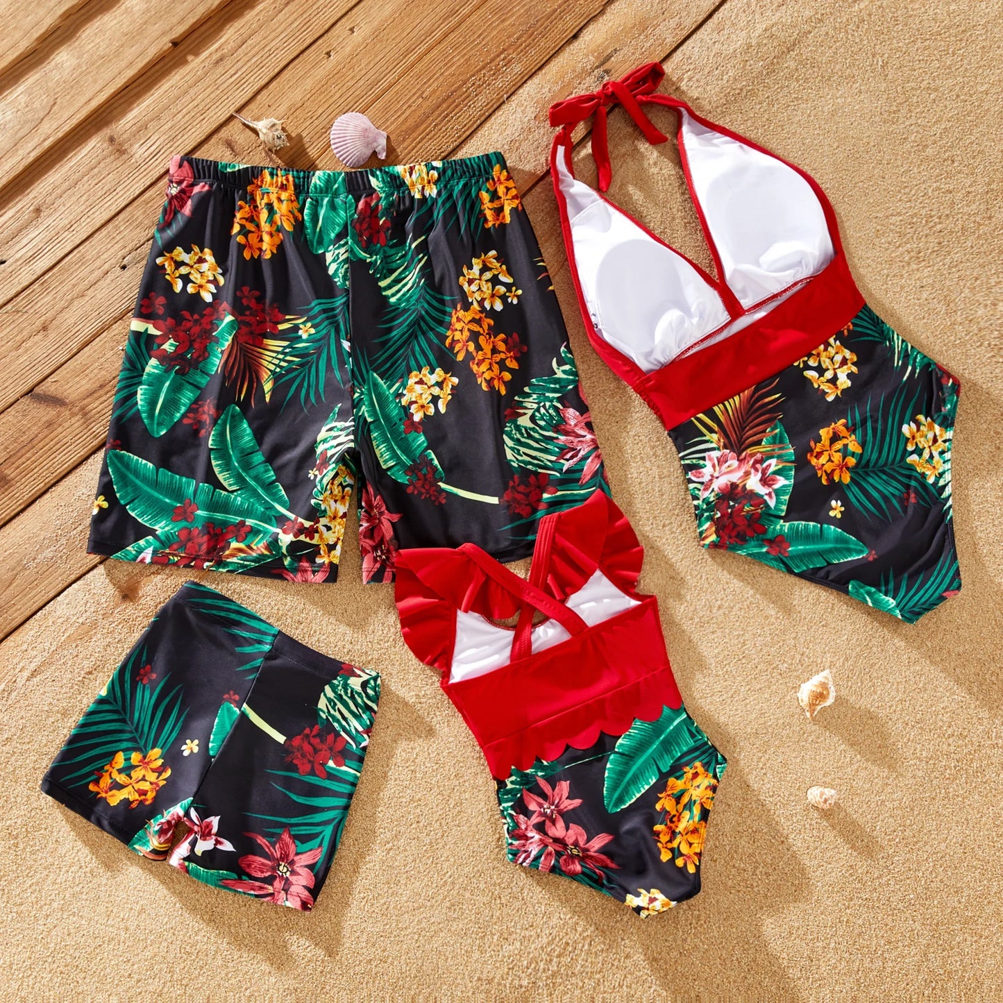 Floral Drawstring Swim Trunks & Halter Top Swimsuit: Perfect for Summer
