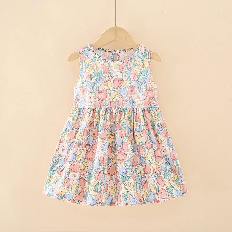 Cotton Sleeveless Flower Dress: Summer Princess Party Outfit