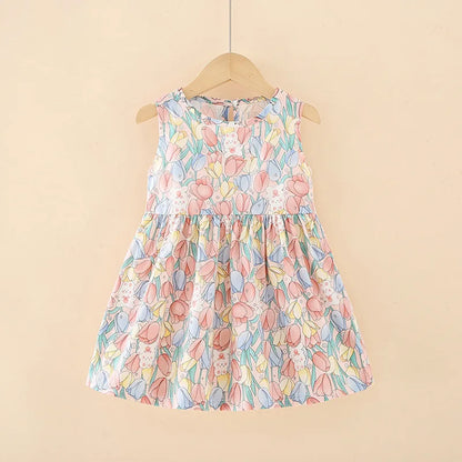 Cotton Sleeveless Flower Dress: Summer Princess Party Outfit
