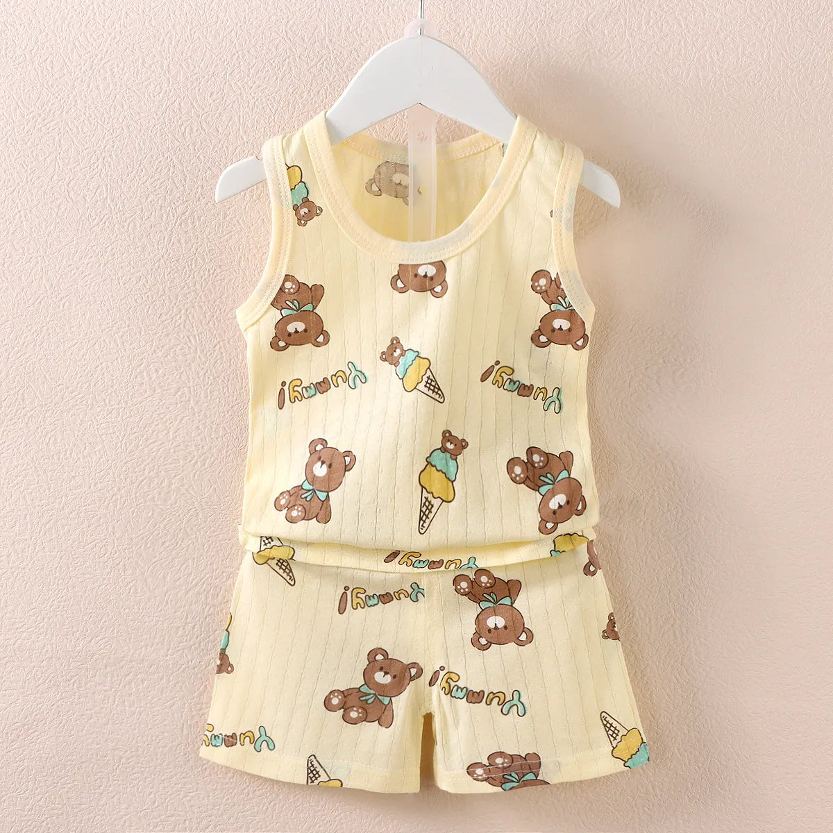 Cute Summer Set: Print Sleeveless Top & Shorts for Kids