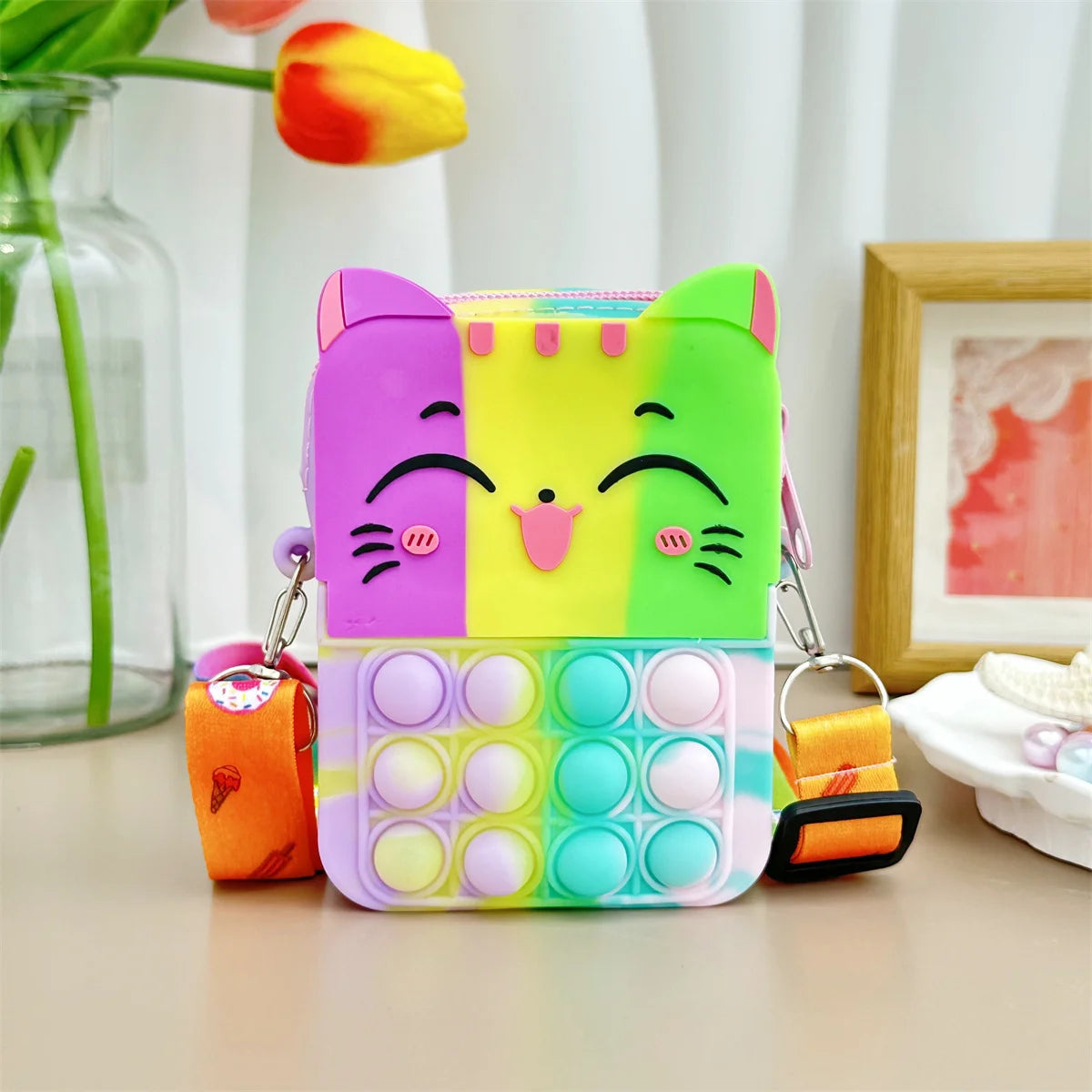 Girls Cute Cat Messenger Bag: Stylish & Educational