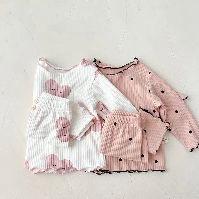 Spring Baby Dot Print Sleeper Set - Infant Indoor Wear