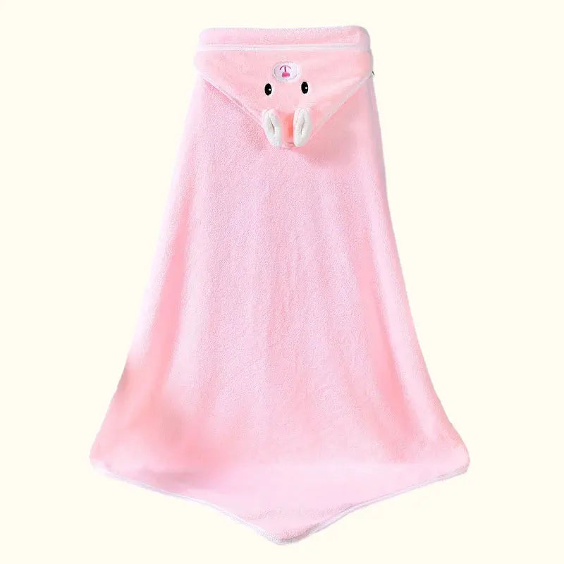 Cute Cartoon Hooded Bath Towel - Cozy Coral Velvet Fleece for Kids