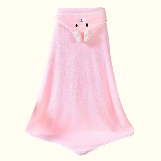 Cute Cartoon Hooded Bath Towel - Cozy Coral Velvet Fleece for Kids