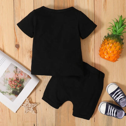 Newborn Baby Boy Summer Casual Set: Letters Print T-shirt + Shorts