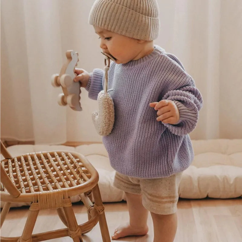 Knitted Loose Sweater for Baby in Autumn/Winter