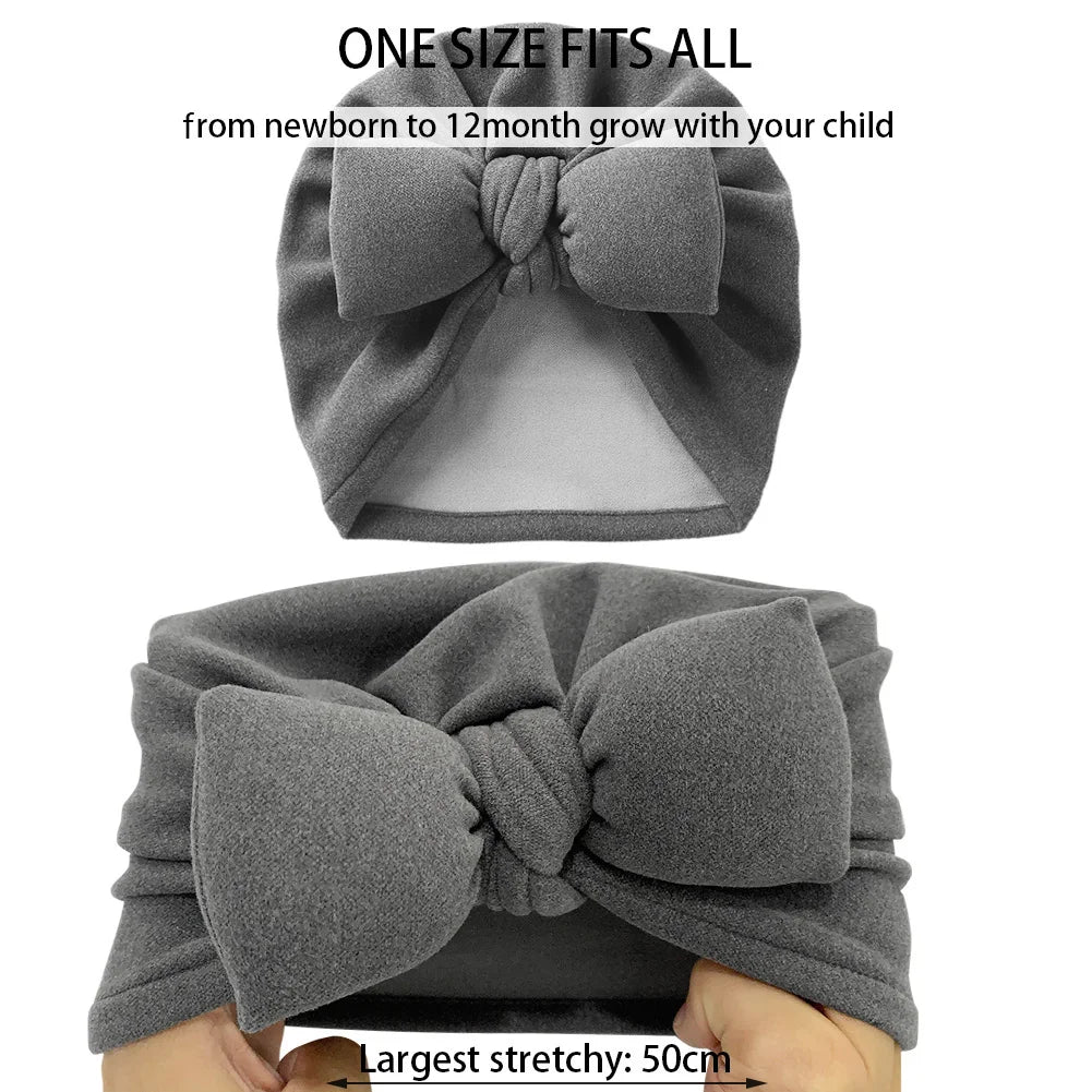 Cashmere Baby Hat: Warm Bow Topknot Bonnet