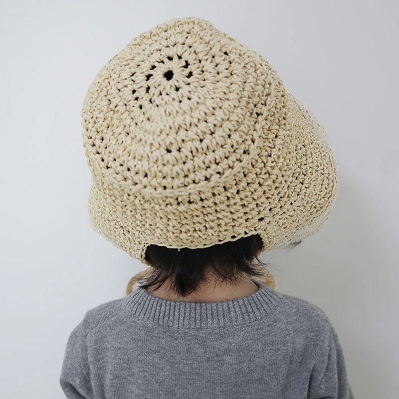 Cute Lace Straw Sun Hat: Wide Brim Panama Cap