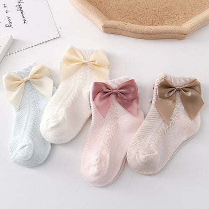 Set Socks Of  Mesh Thin Bow For Girls