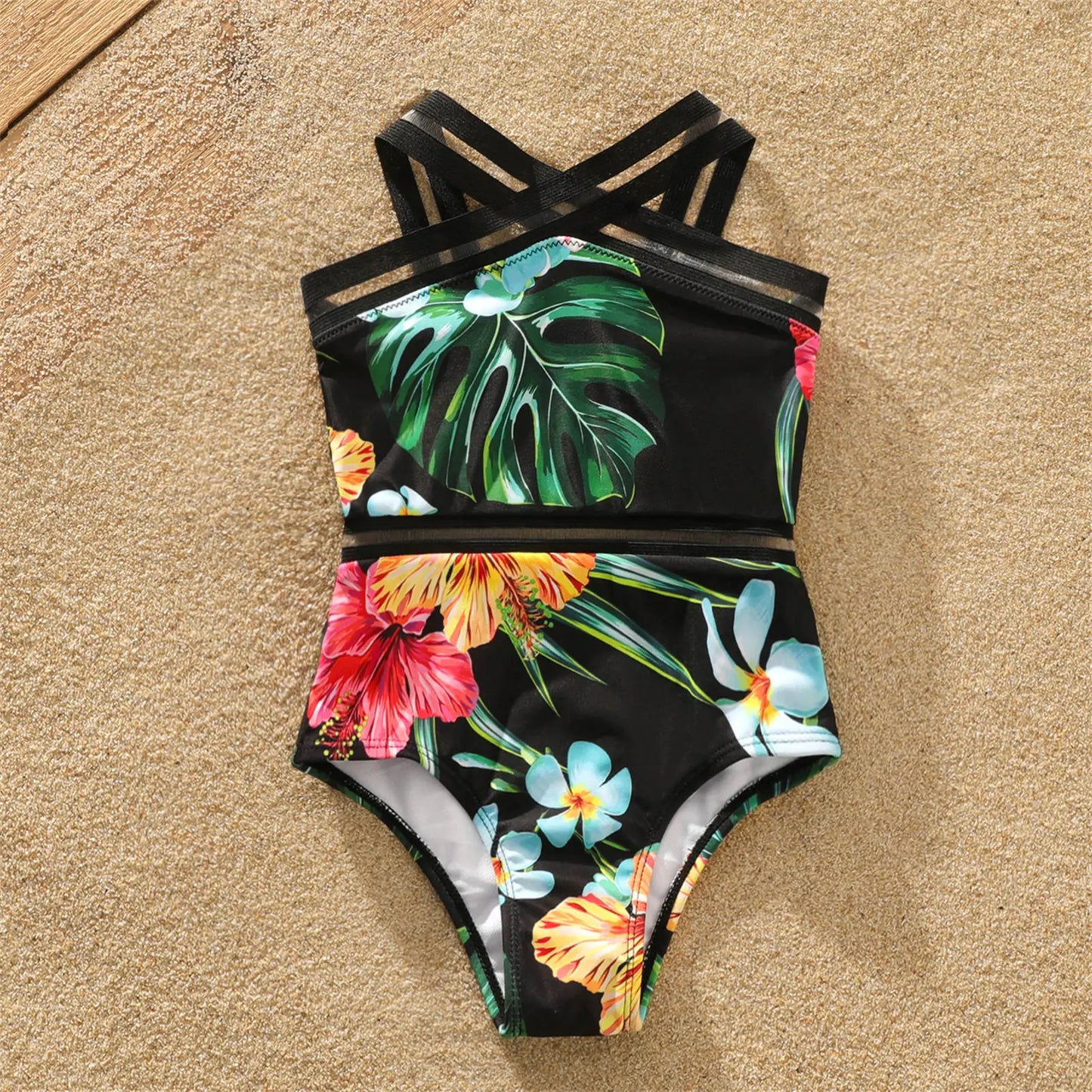 Coconut Tree Print Family Matching Swimwear: Shorts & One-Piece Suit