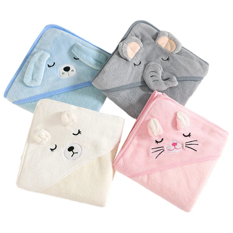 Cartoon Animal Hooded Baby Towel - Cozy Bath Time Essential