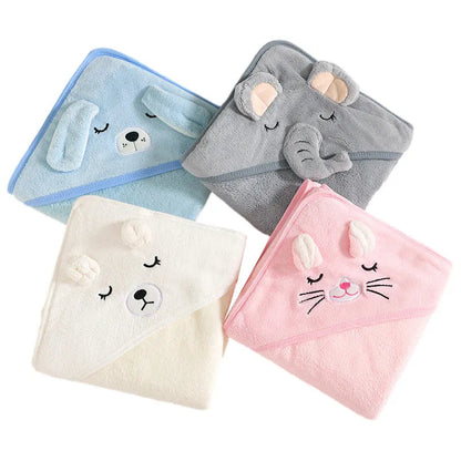 Cartoon Animal Hooded Baby Towel - Cozy Bath Time Essential